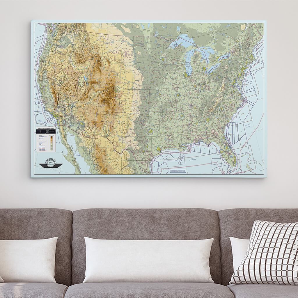 30x45 Gallery Wrapped Canvas VFR USA Pilot&#39;s Map