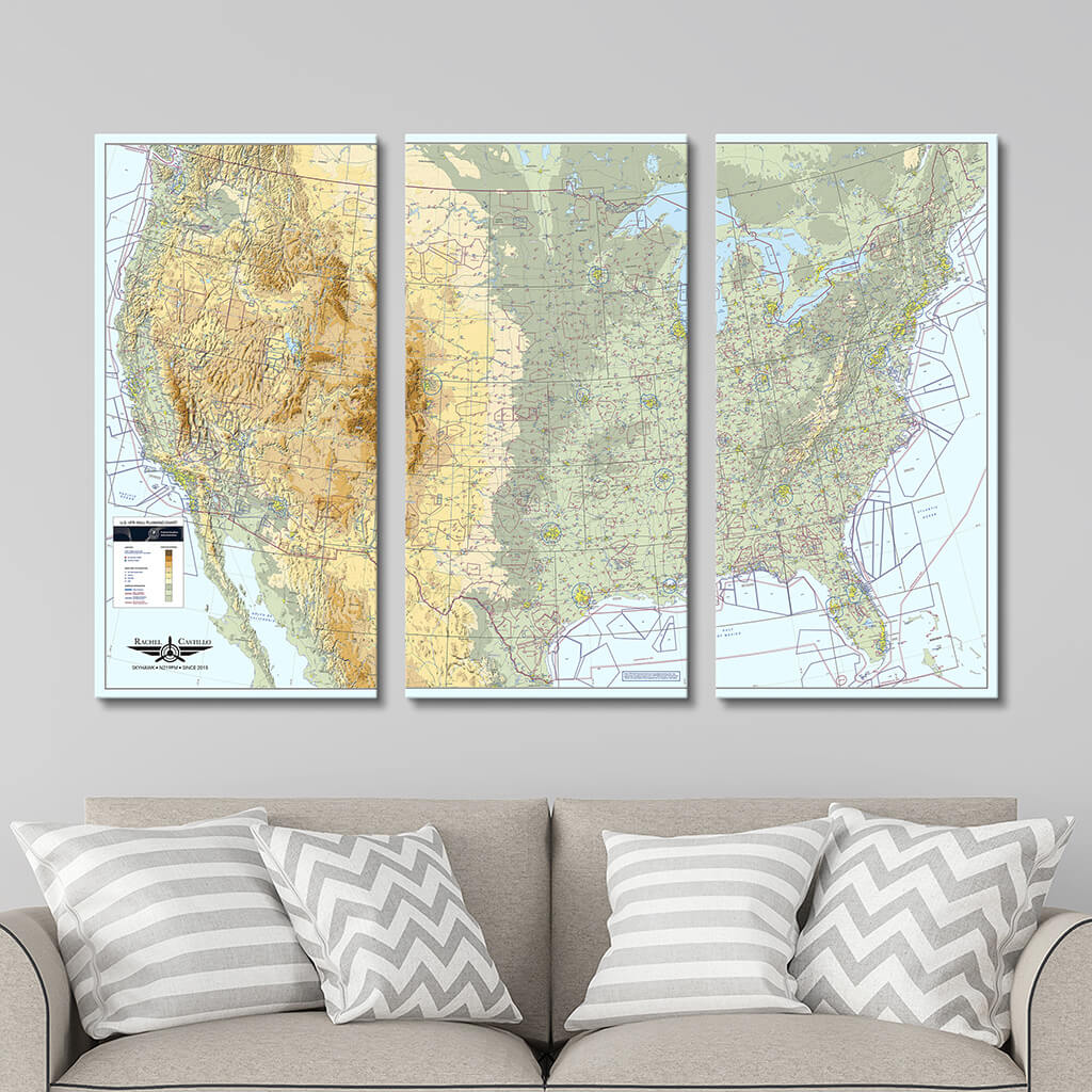 Large Panel Maps 3-Panel USA Maps | Canvas Maps of the United States - Push Pin Travel Maps