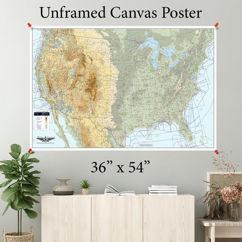 USA VFR Planning Map Canvas Poster 36 x 54