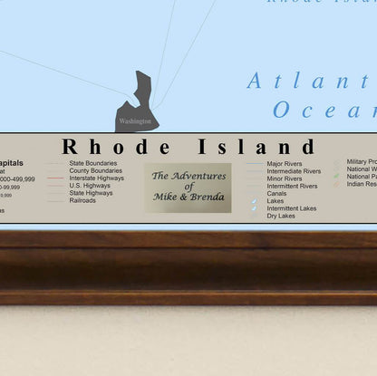 Earth Toned Rhode Island State Map Plaque Location