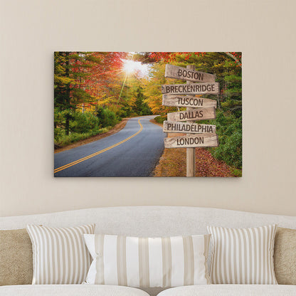 Autumn Road Sign Art - 24x36 - color