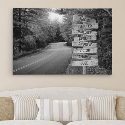 Autumn Road Sign Art - 30x45 - B&W