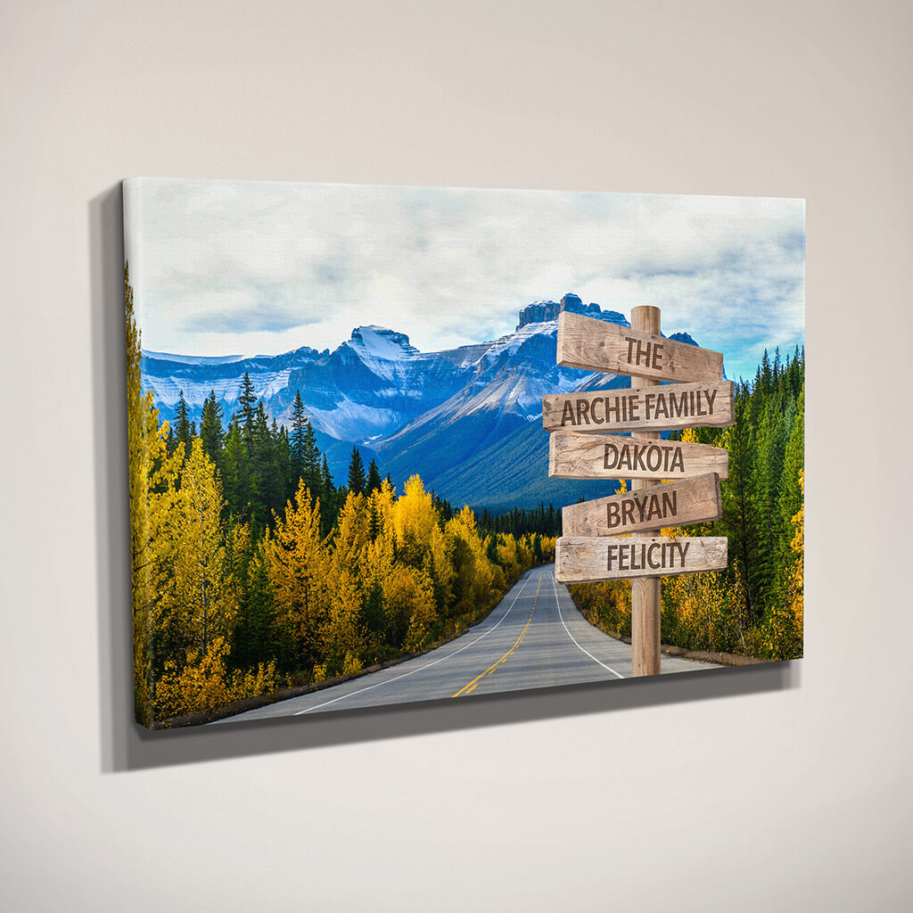Side View of Mountain Road Sign Art