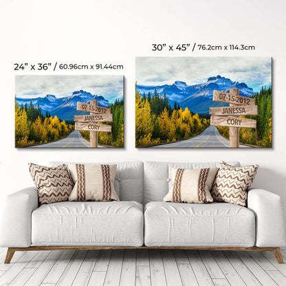Mountain Road Sign Art - Size comparison