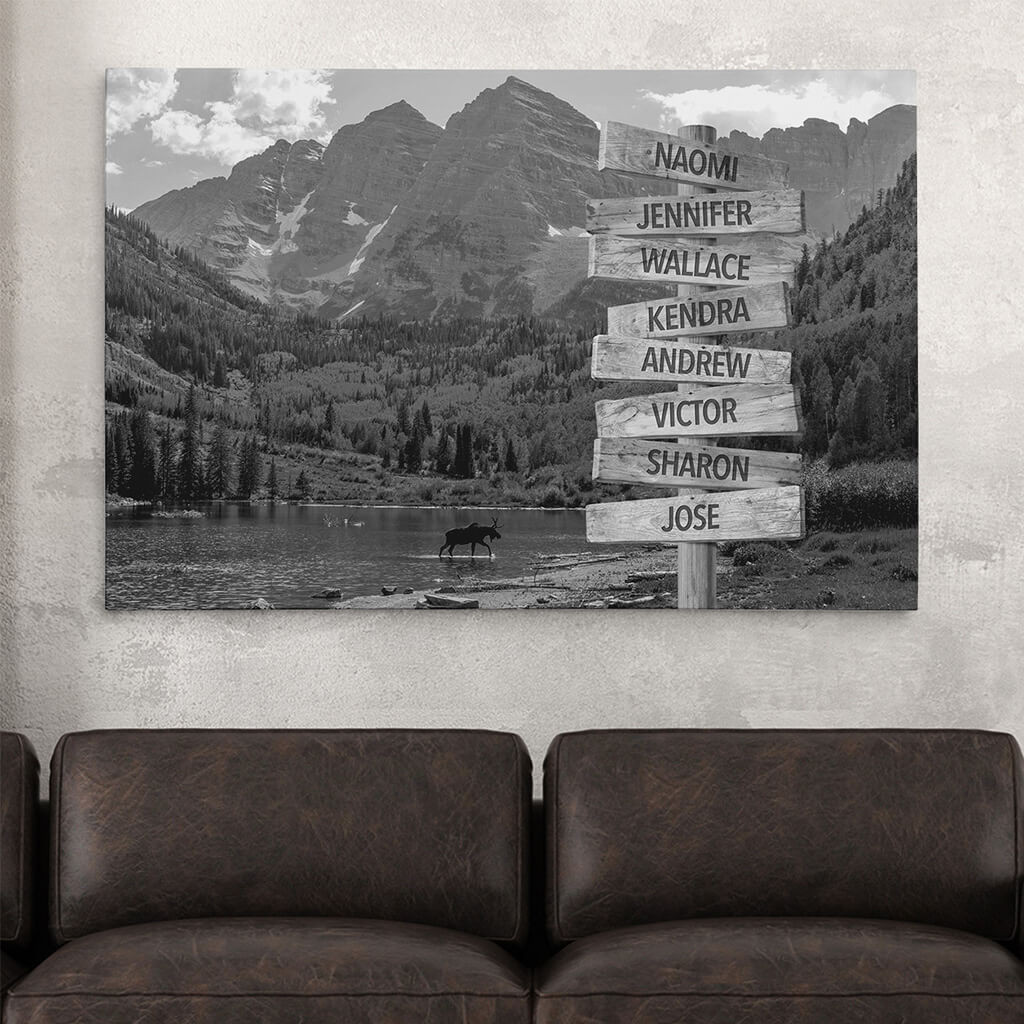 Maroon Bells Sign Art - 30x45 b&w