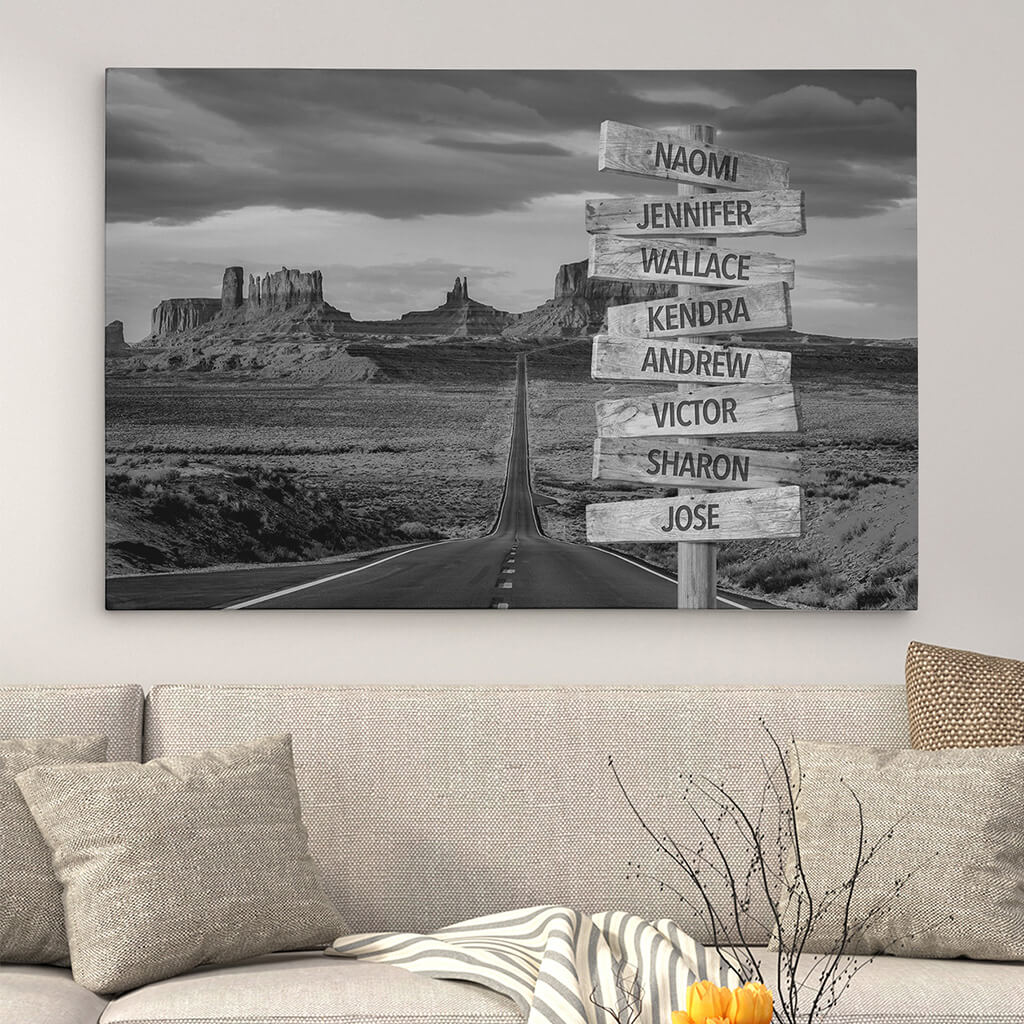Monument Valley Sign Art - 30x45 - black and White