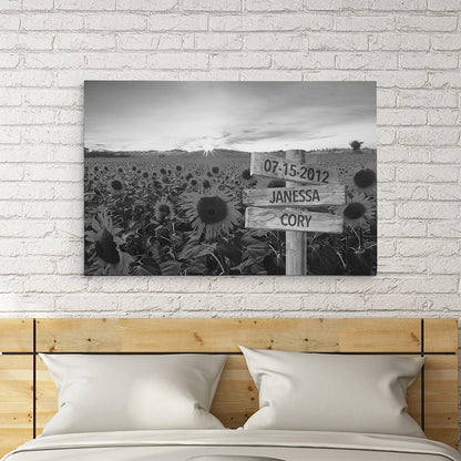 Sunflower Sign Art - 24x36 - B&W