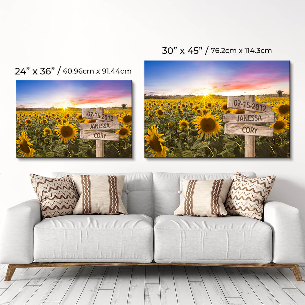 Sunflower Sign Art - Size comparison