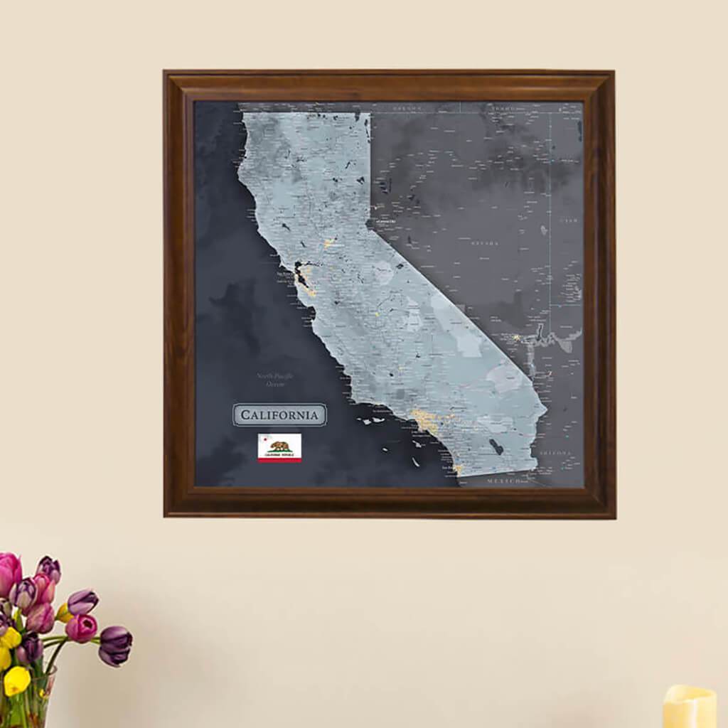 Push Pin Travel Maps California Slate Colored State Map with pins 