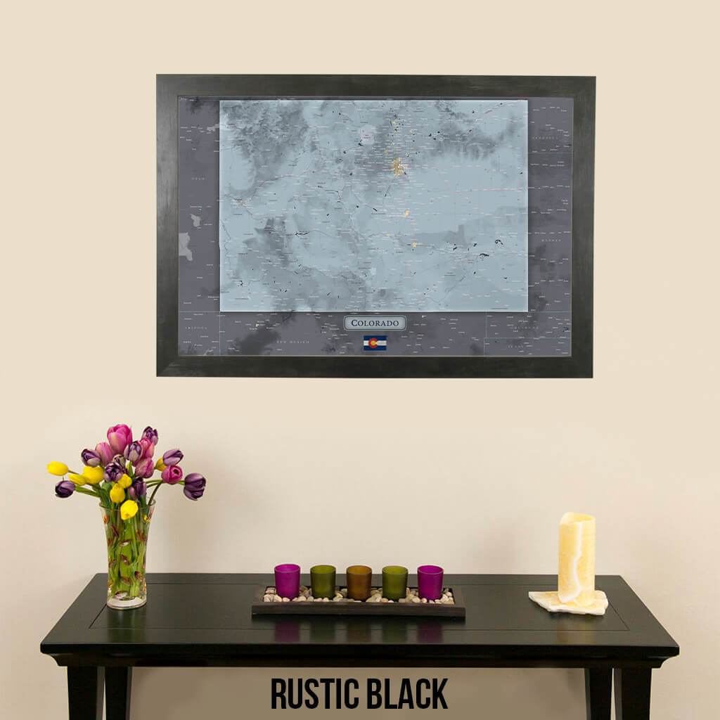 Push Pin Travel Maps Colorado Slate Map Rustic Black Frame