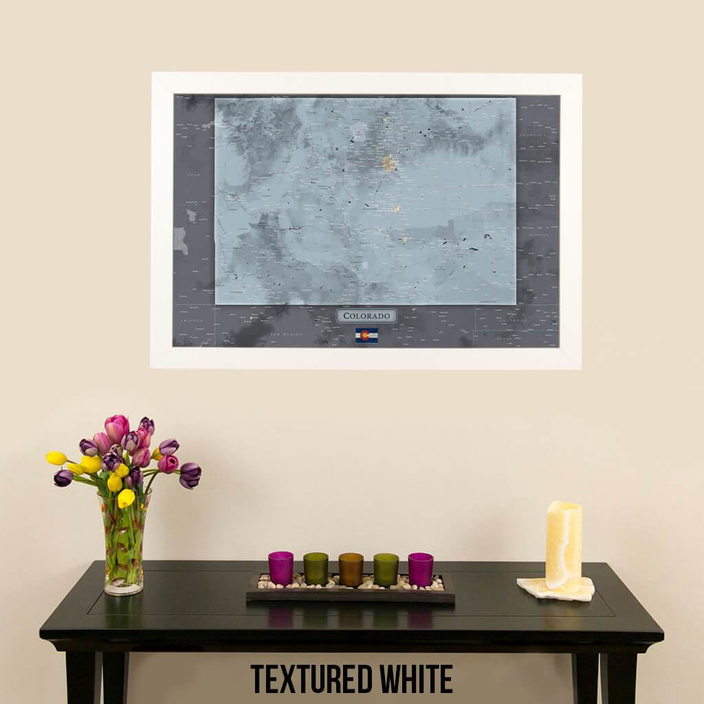 Push Pin Travel Maps Colorado Slate Map Contemporary Textured White Frame