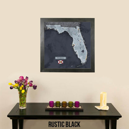 Push Pin Travel Maps Florida Slate Map Rustic Black Frame 