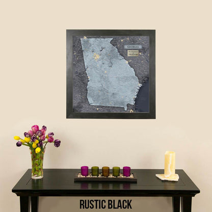 Push Pin Travel Maps Georgia Slate Map Rustic Black Frame