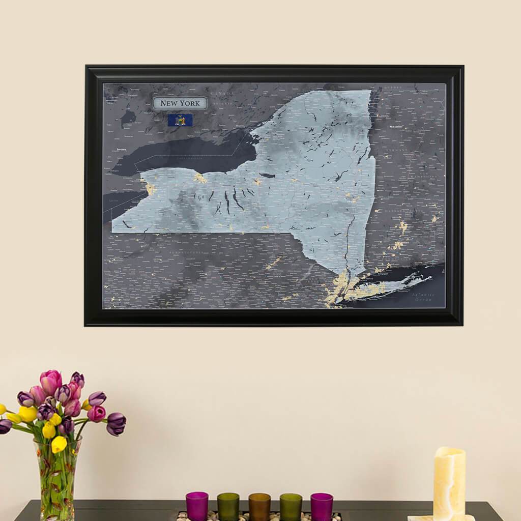Push Pin Travel Maps New York Slate Travel Map with Pins Main Image 