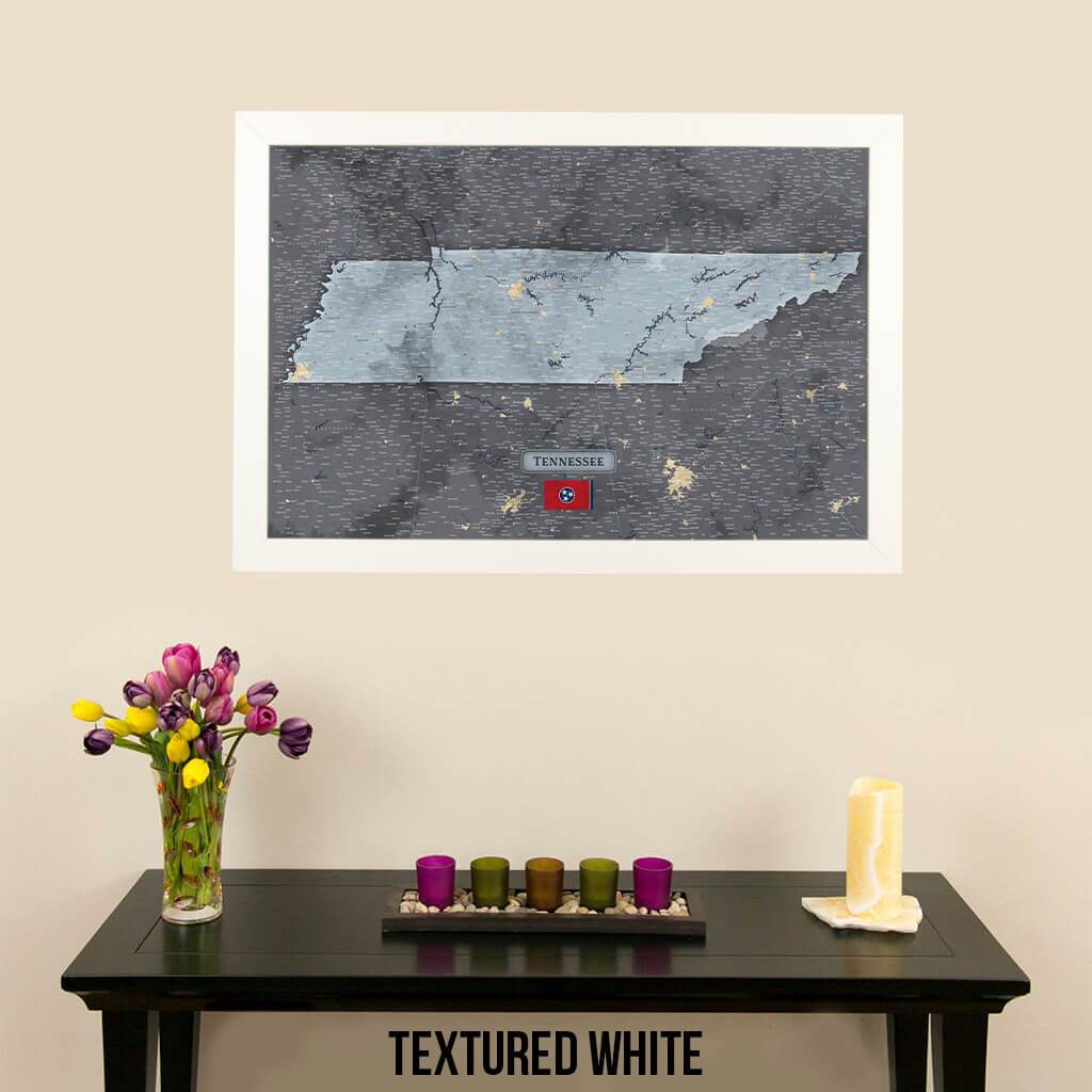 Push Pin Travel Maps Slate Tennessee Wall Map Textured White Frame