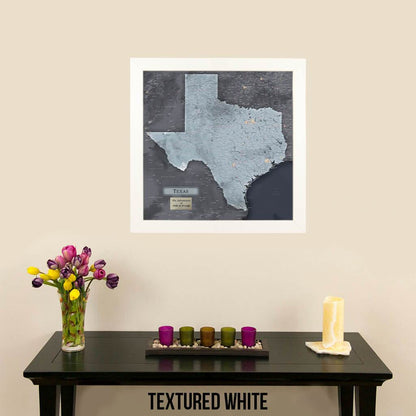 Push Pin Travel Maps Texas Slate Map with Pins  Textured White Frame
