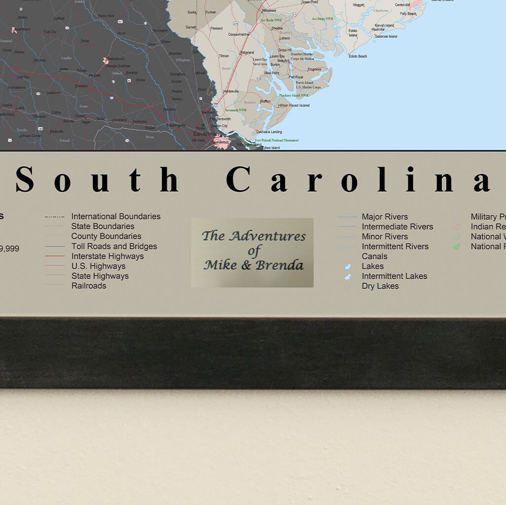 Earth Toned South Carolina State Map Plaque Location