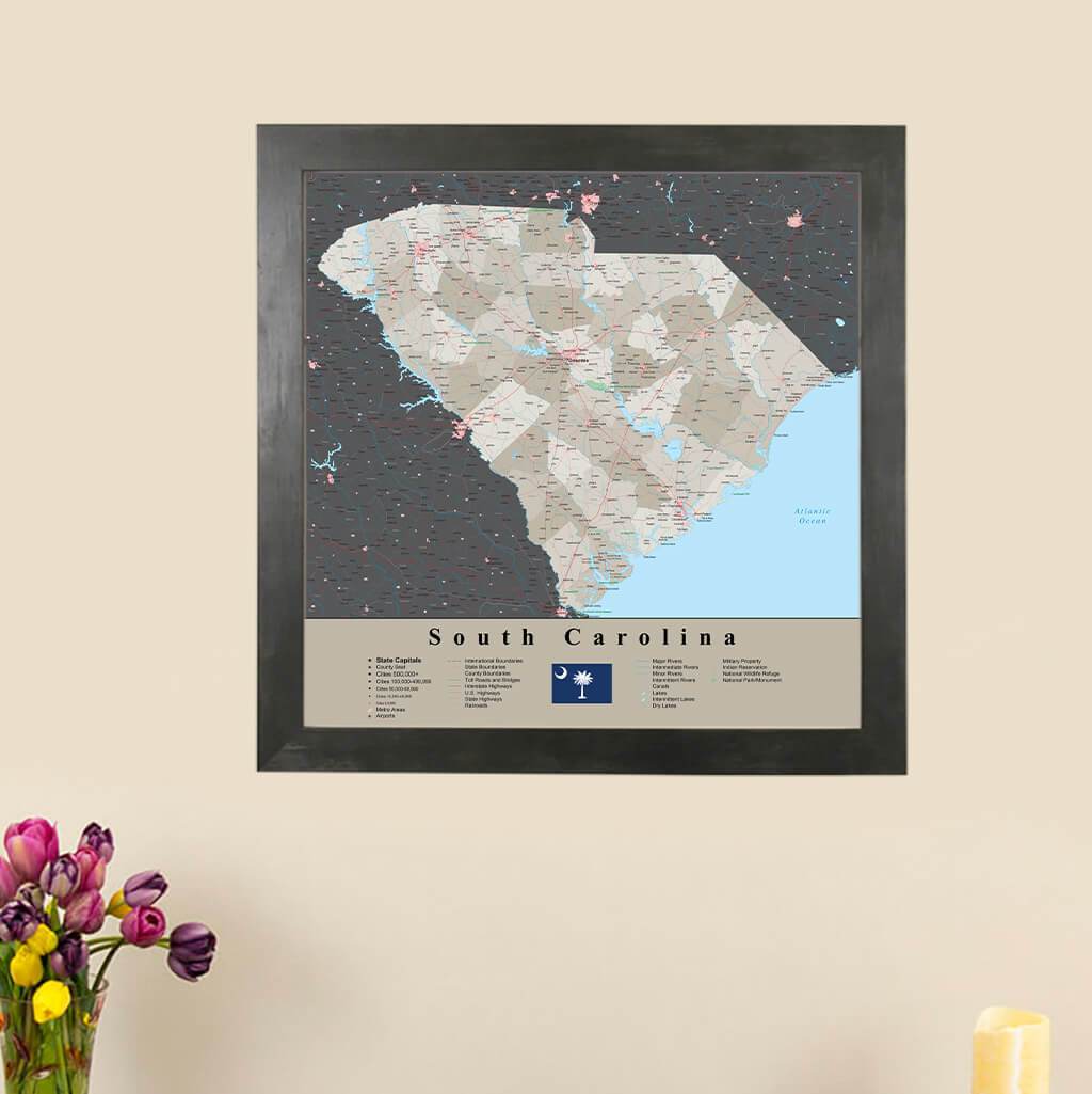 Earth Toned South Carolina State Map main image