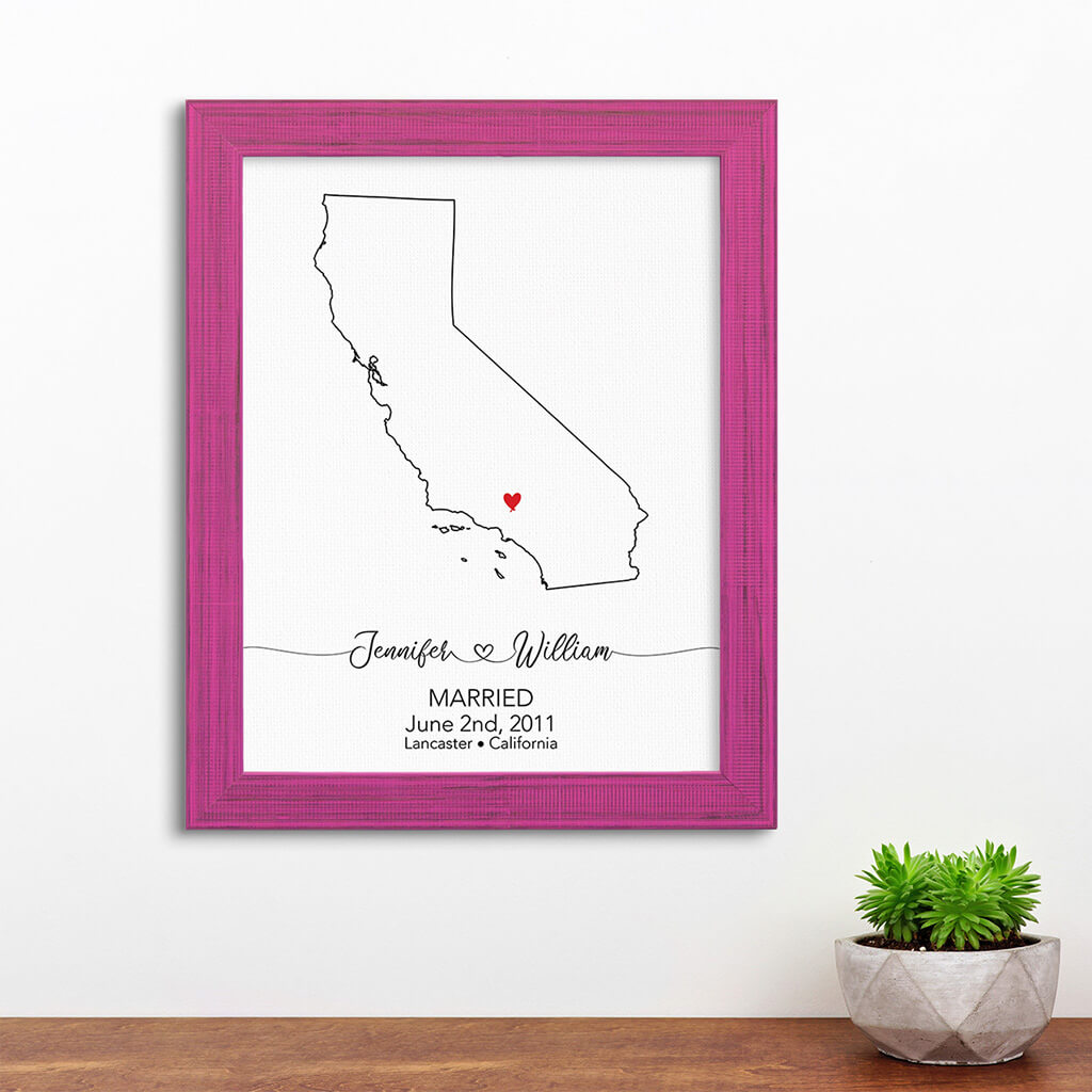 California State Map Art - Carnival Pink Frame