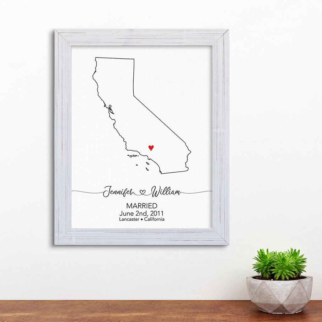 California State Map Art - Carnival White Frame