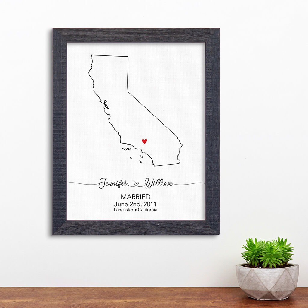California State Map Art - Madison Black Frame