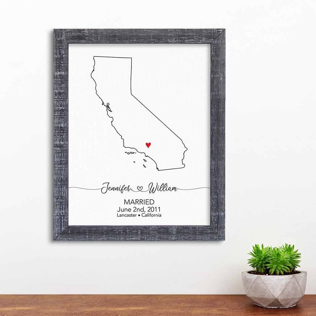 California State Map Art - Madison Gray Frame