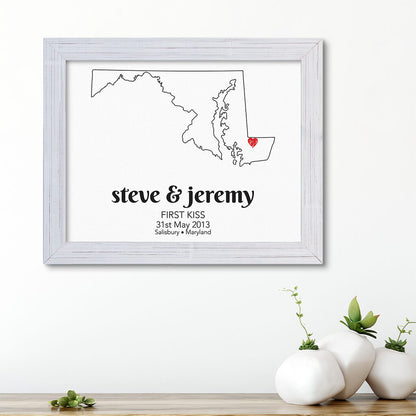 State Map Art - Carnival White Frame