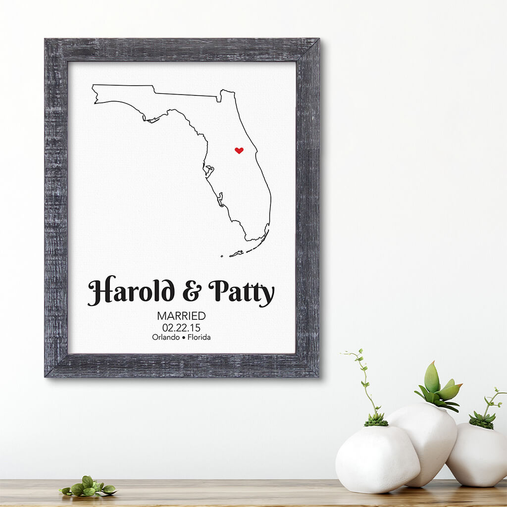 Florida State Map Art - Madison Gray Frame