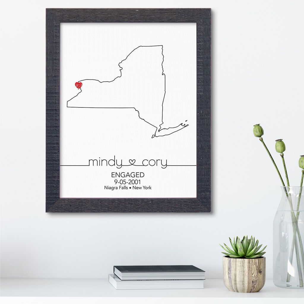 New York State Map Art - Madison Black Frame