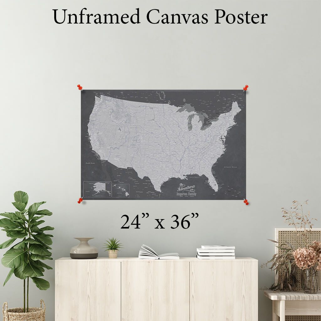 Stormy Dream USA Canvas Poster Map 24 x 36