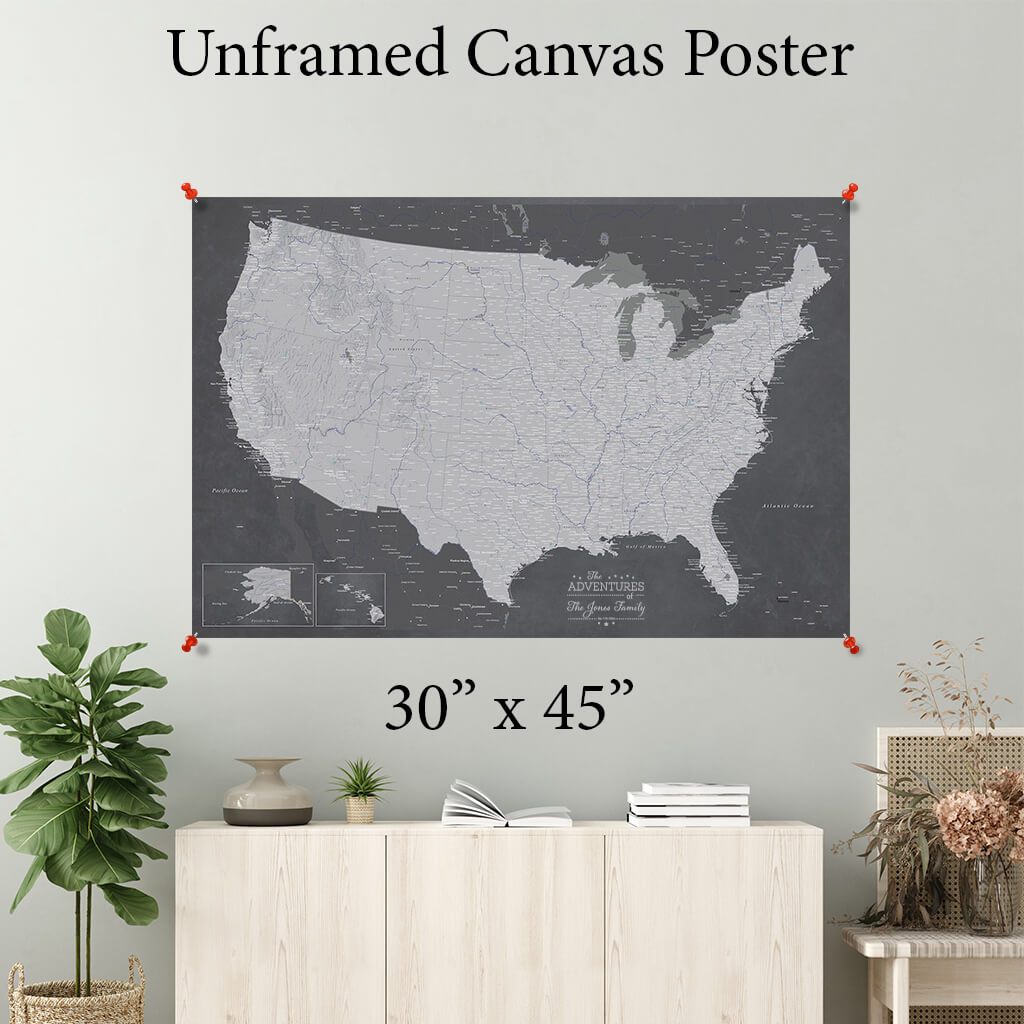 Stormy Dream USA Canvas Poster Map 30 x 45