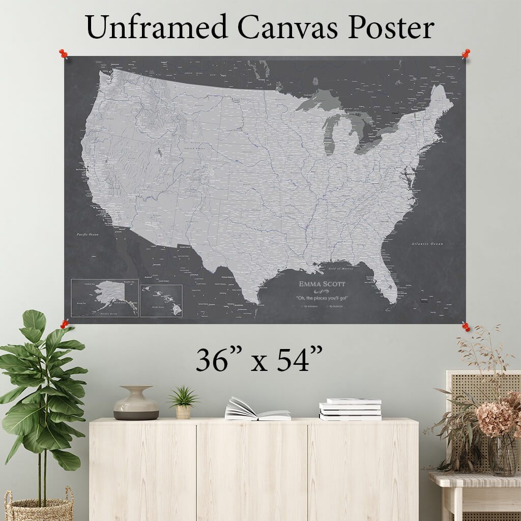 Stormy Dream USA Canvas Poster Map 36 x 54