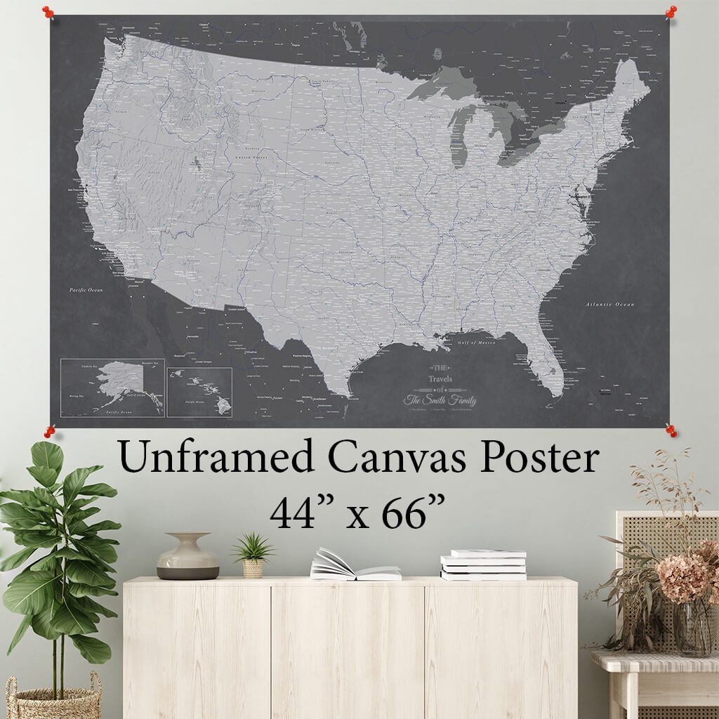 Stormy Dream USA Canvas Poster Map 44 x 66
