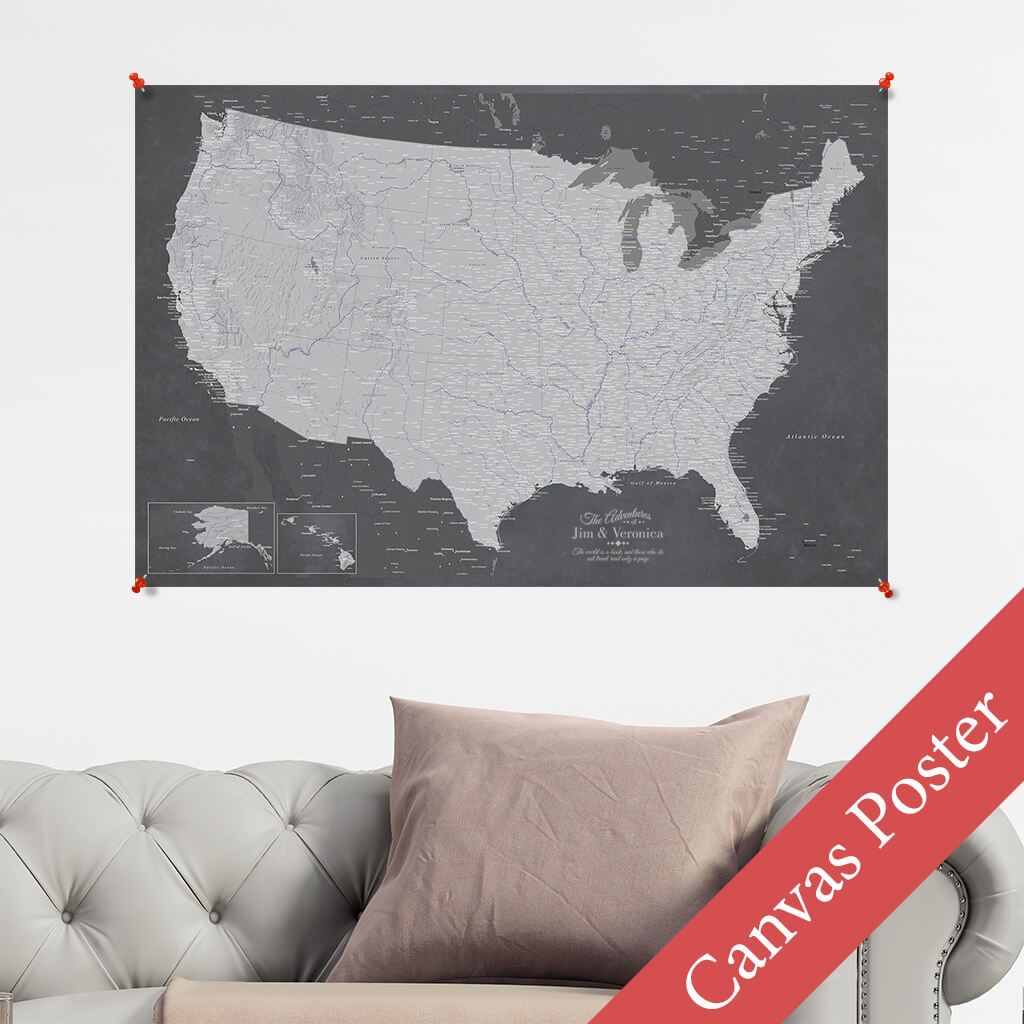 Stormy Dream USA Canvas Poster Map