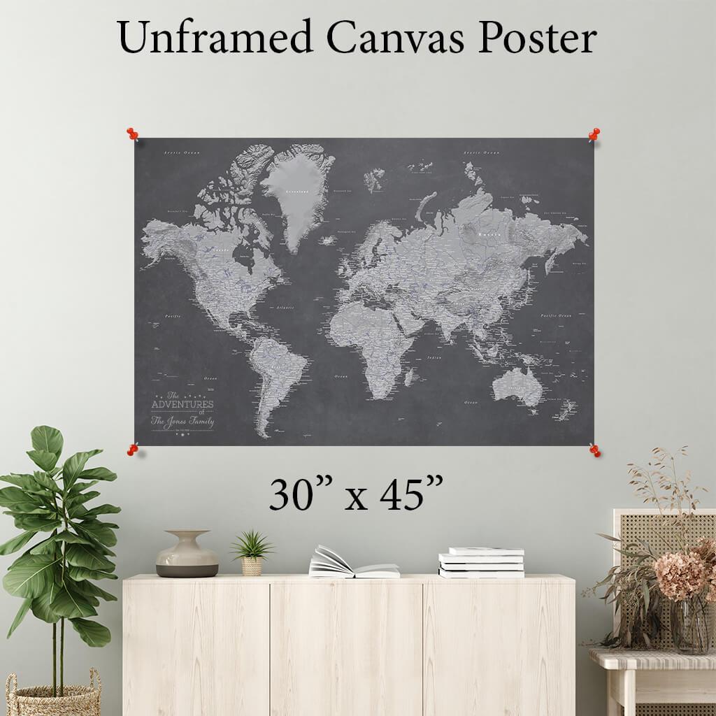 Stormy Dream World Canvas Poster Map 30 x 45
