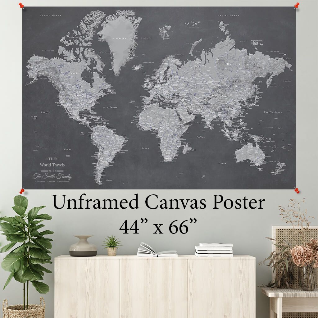 Stormy Dream World Canvas Poster Map 44 x 66