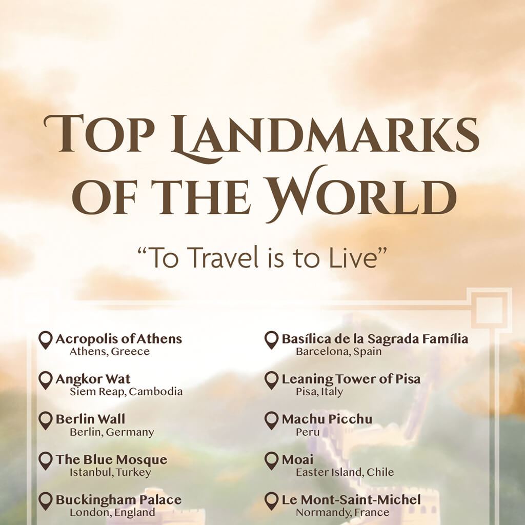 Top Landmarks Of The World Bucket List Closeup of the top