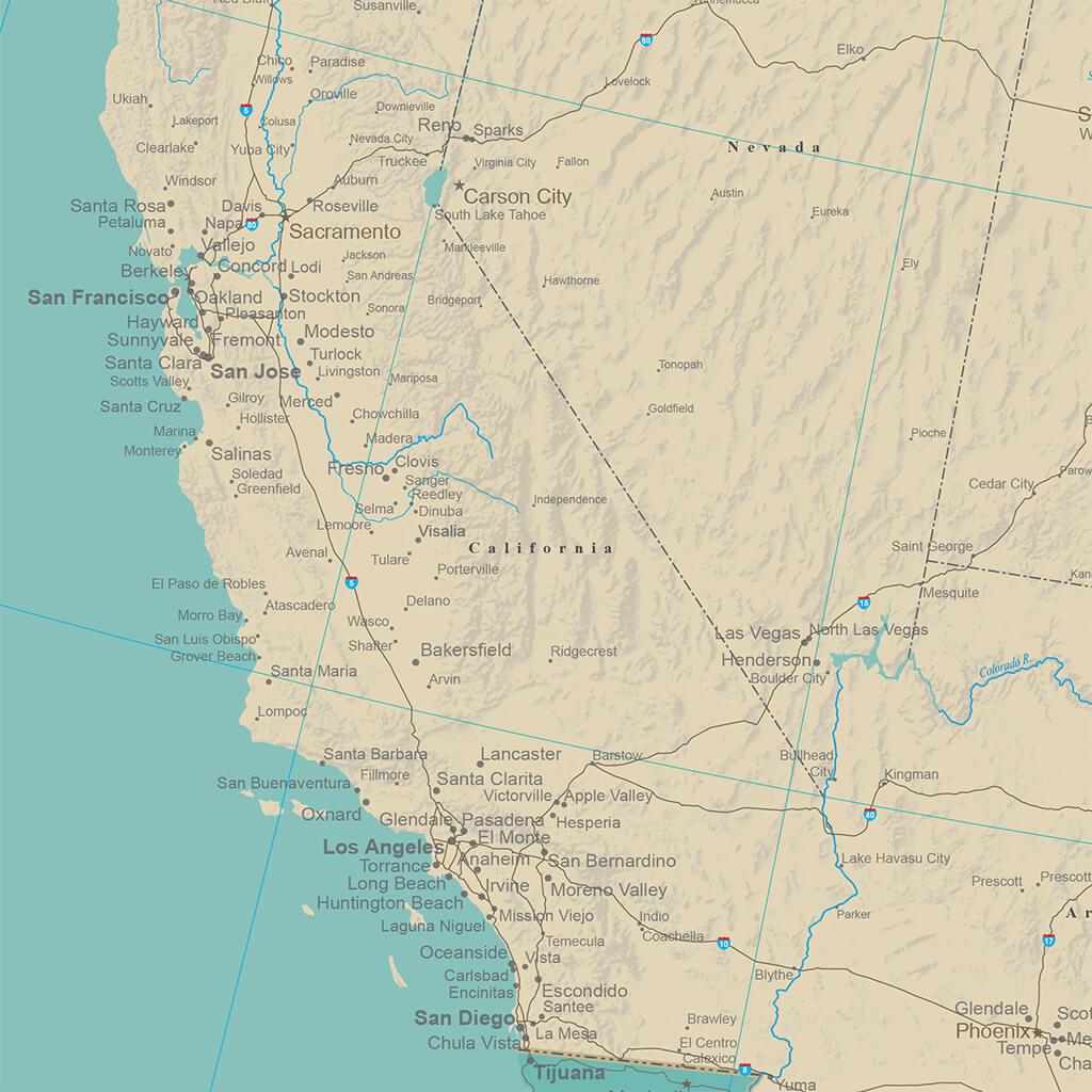 Closeup of California