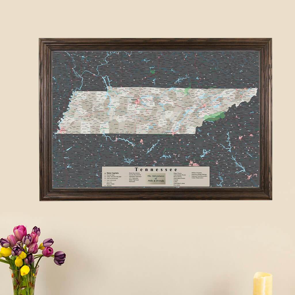 Earth Toned Tennessee Framed Pinboard Map main picture