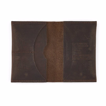 Open Dark Brown Leather Travel Wallet