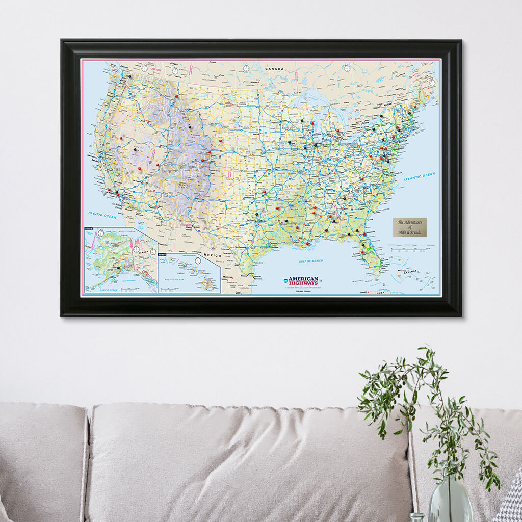 USA Interstate Highway Map in Black Frame