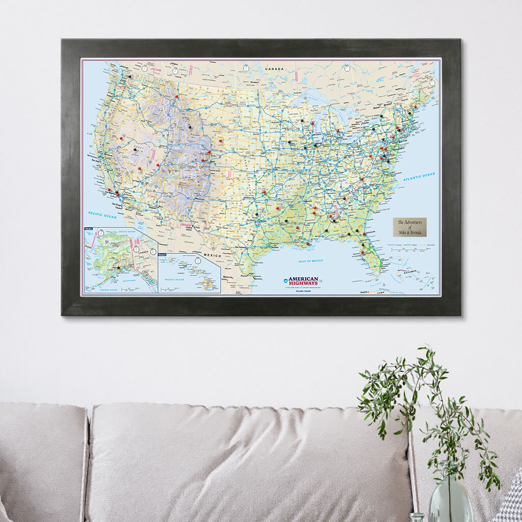 USA American Highways Pin Map