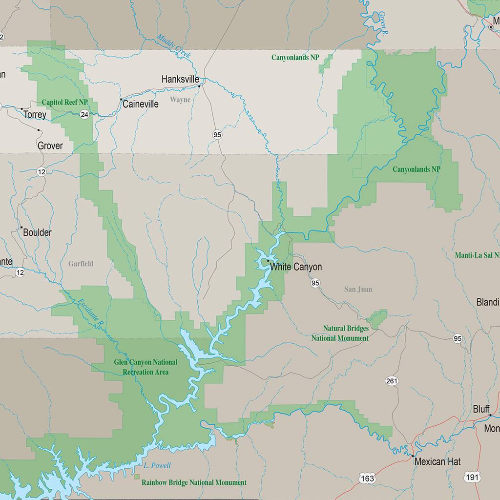 Earth Toned Utah State Pin Map closeup
