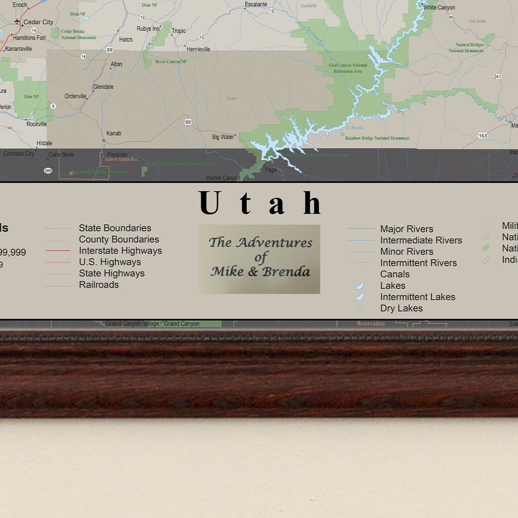 Earth Toned Utah State Pin Map Plaque Location