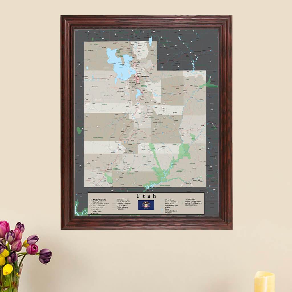 Earth Toned Utah State Pin Map main picture