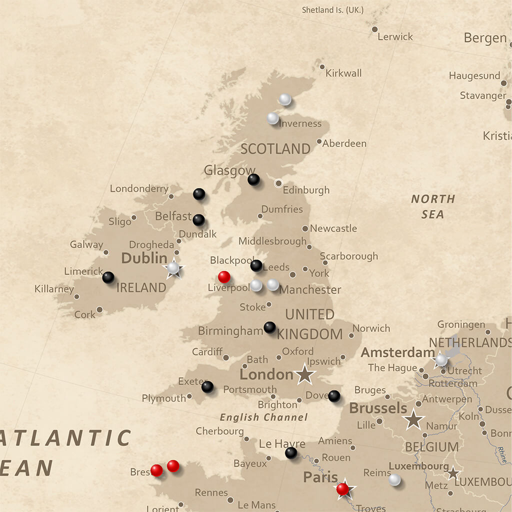Closeup of Square Vintage Europe Map