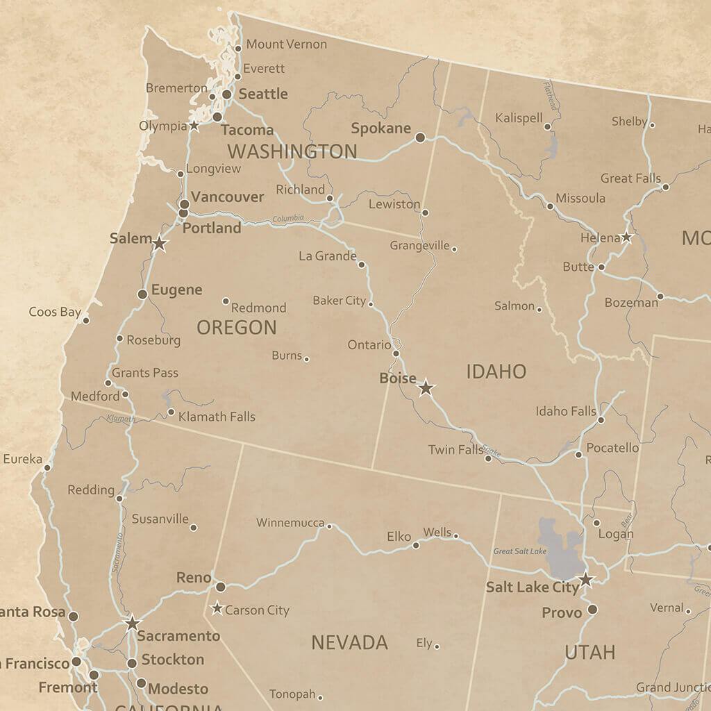 Closeup of Pacific Northwest