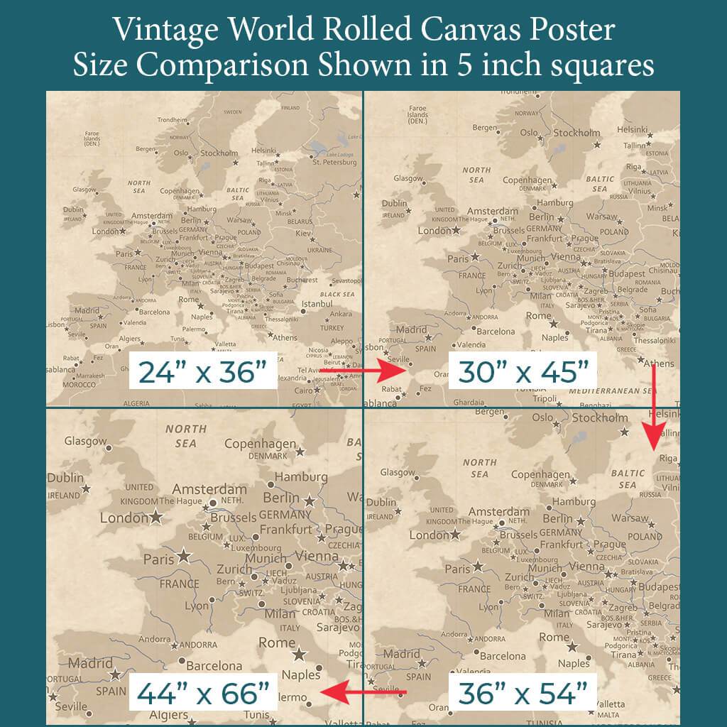 Vintage Map | Make Your Own Travel Map | Canvas Travel Map Poster ...