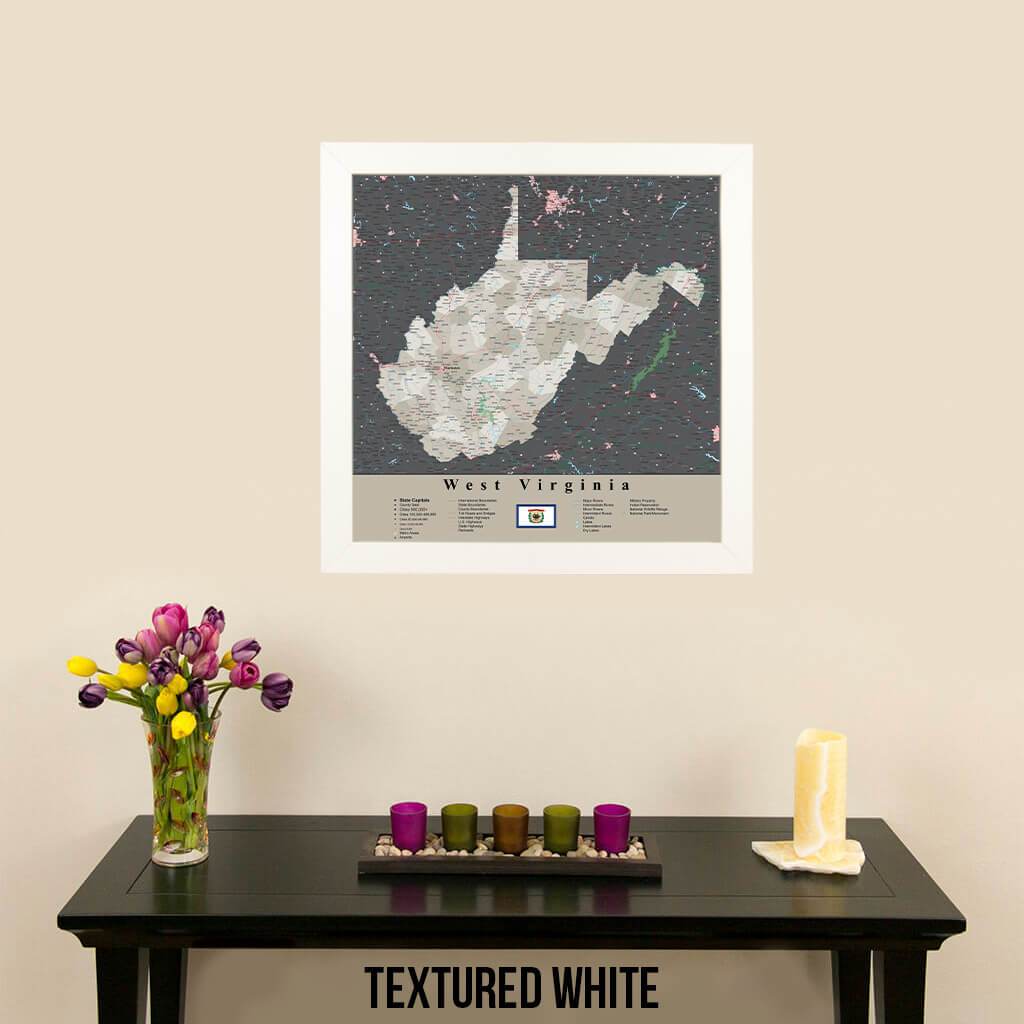 Earth Toned West Virginia State Travel Map Textured White Frame