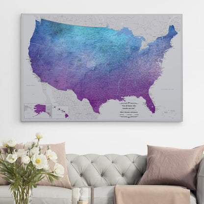 30x45 Gallery Wrapped Vibrant Violet Watercolor USA
